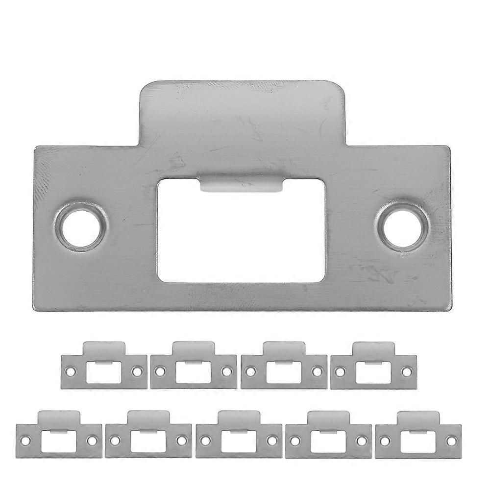 Door Knob Hole Cover Plate Security Strike Plate for 10Pcs Silver Steel