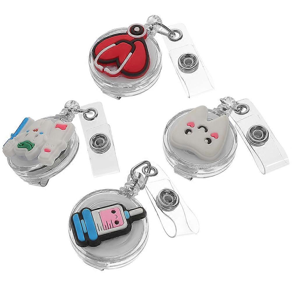 Nurse Badge Reel Retractable Badge Buckle for Work Use 4Pcs Portable Clip