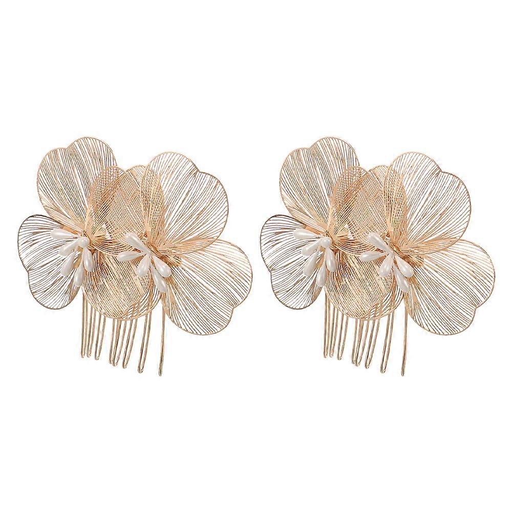 Flower Hair Comb Clip for Wedding 8Pcs Golden Bridal Hair Accessory