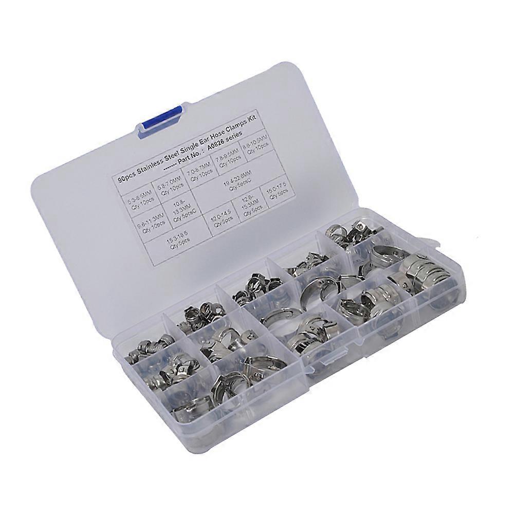 Tube Clamp Single Ear Hose Clamps for Hose Use 90Pcs Assorted Color