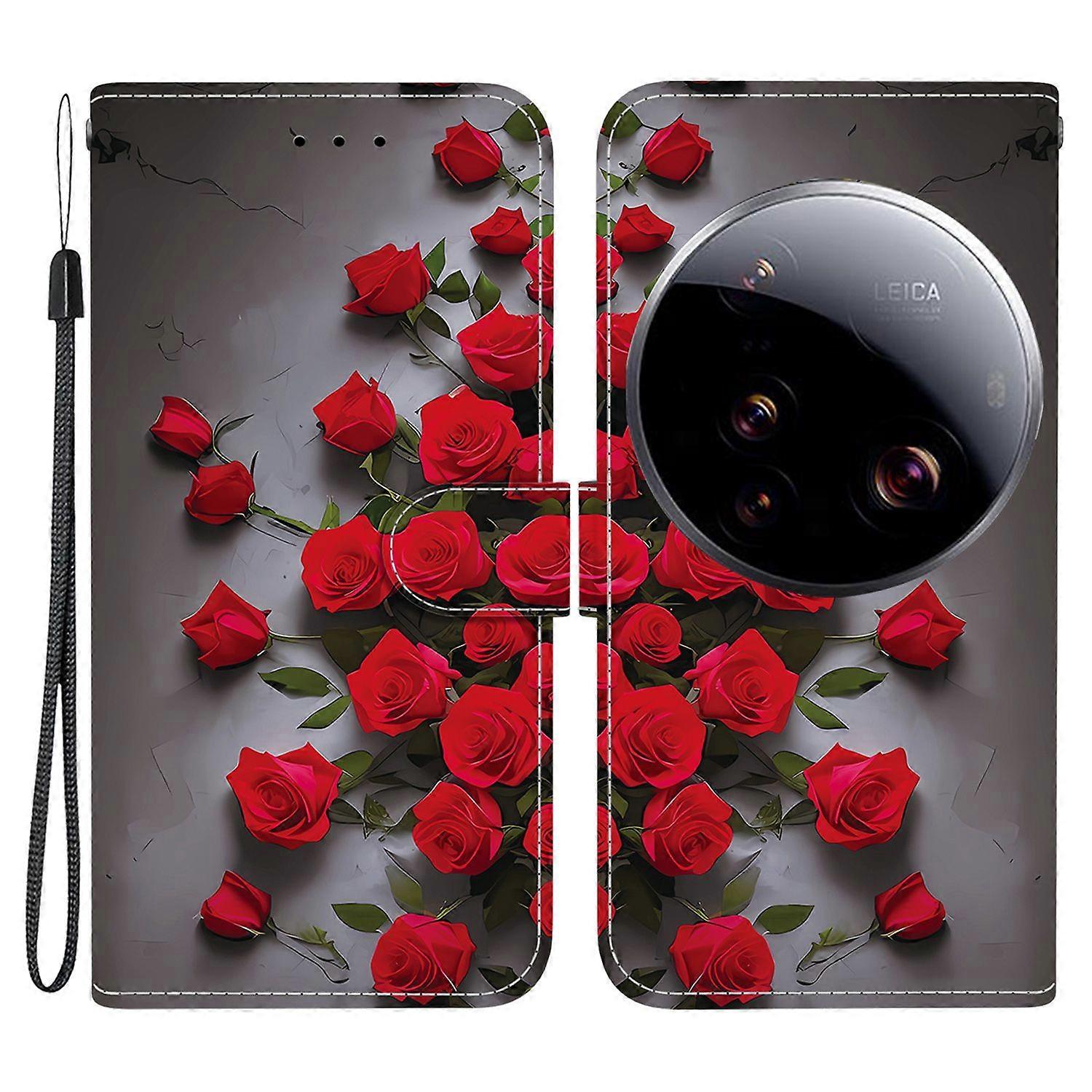 For Xiaomi 15 Ultra Leather Case Stand Wallet Pattern Printing Phone Cover with Wrist Strap