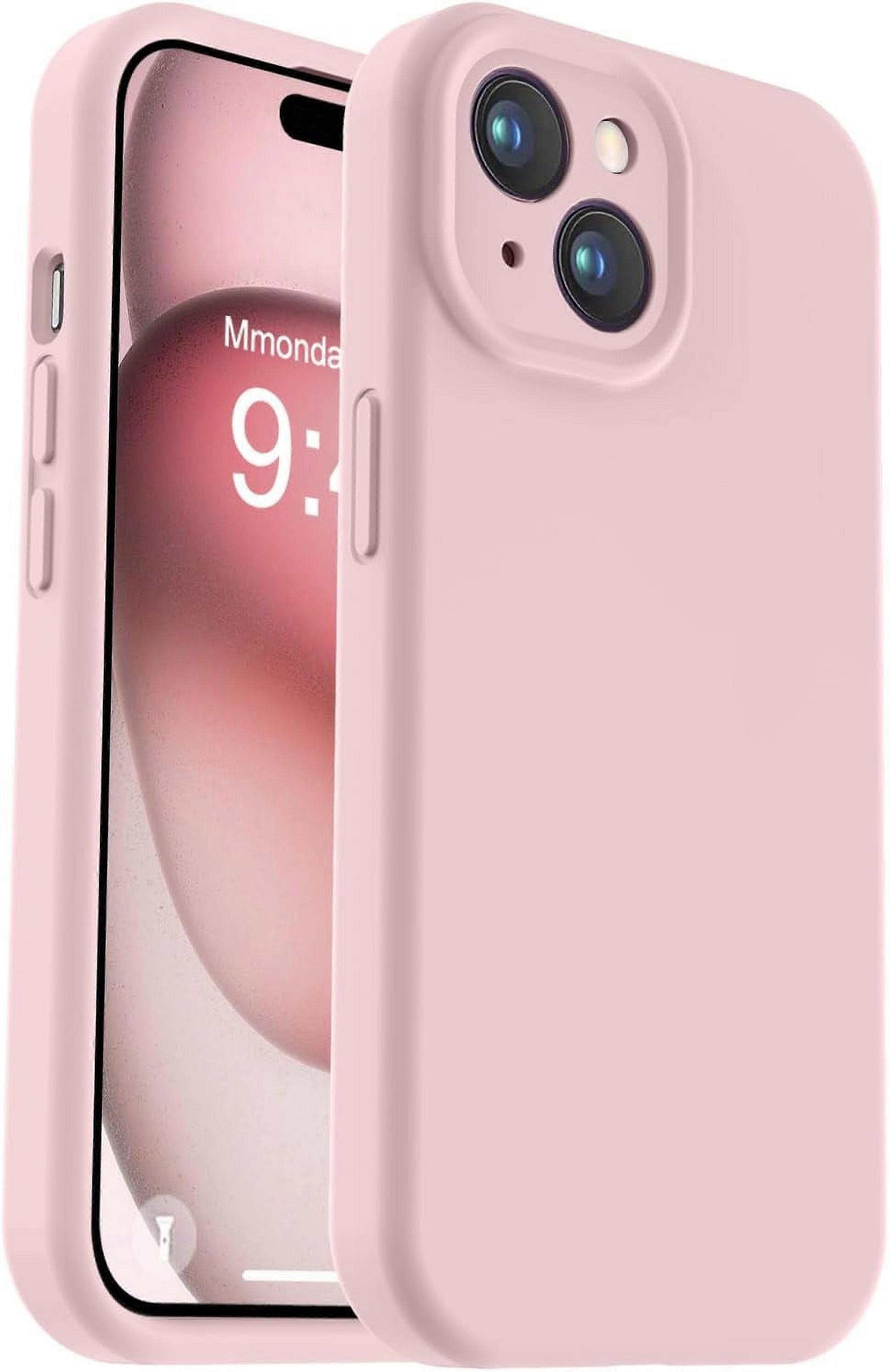 Compatible with iPhone 15 Plus Case, Enhanced Camera Protection, Soft Liquid Silicone Shockproof Case with Anti-Scratch Lining - Pink Sand