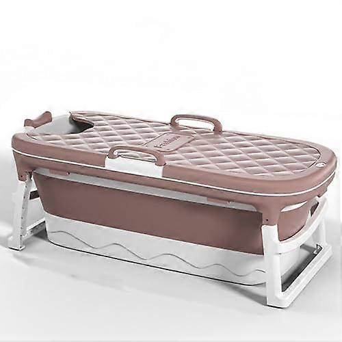 Collapsible Bathtub L Pink Portable Spa Basin for Small Spaces, Travel, Foldable Bath With Cover