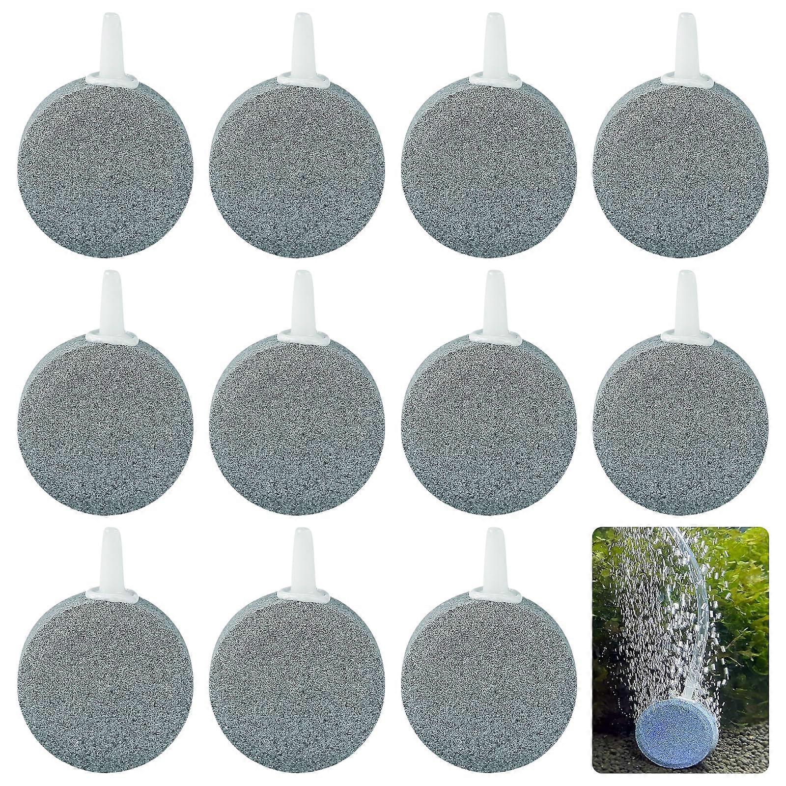 Air Stone Pack Of 12, 4 Cm Bubble Stone For Aquarium, Oxygen Diffuser, Disc Aerator For Aquariums, Ponds, Fish Tanks