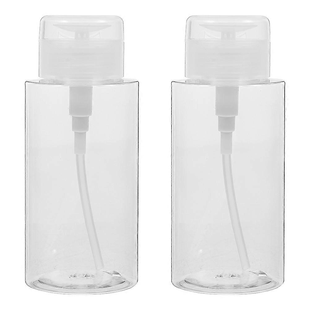Refillable Empty Lotion Bottles Press Type Bottles Nail Polish Remover Dispensers Household Use Transparent 200ml Liquid Storage Portable 2Pcs