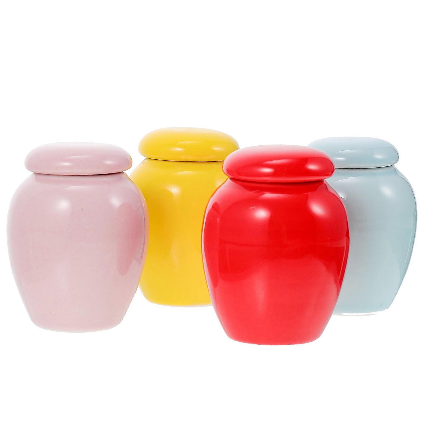 Assorted Color Ceramic Pet Urn Jar for Storage 3Pcs Funerary Urn Container