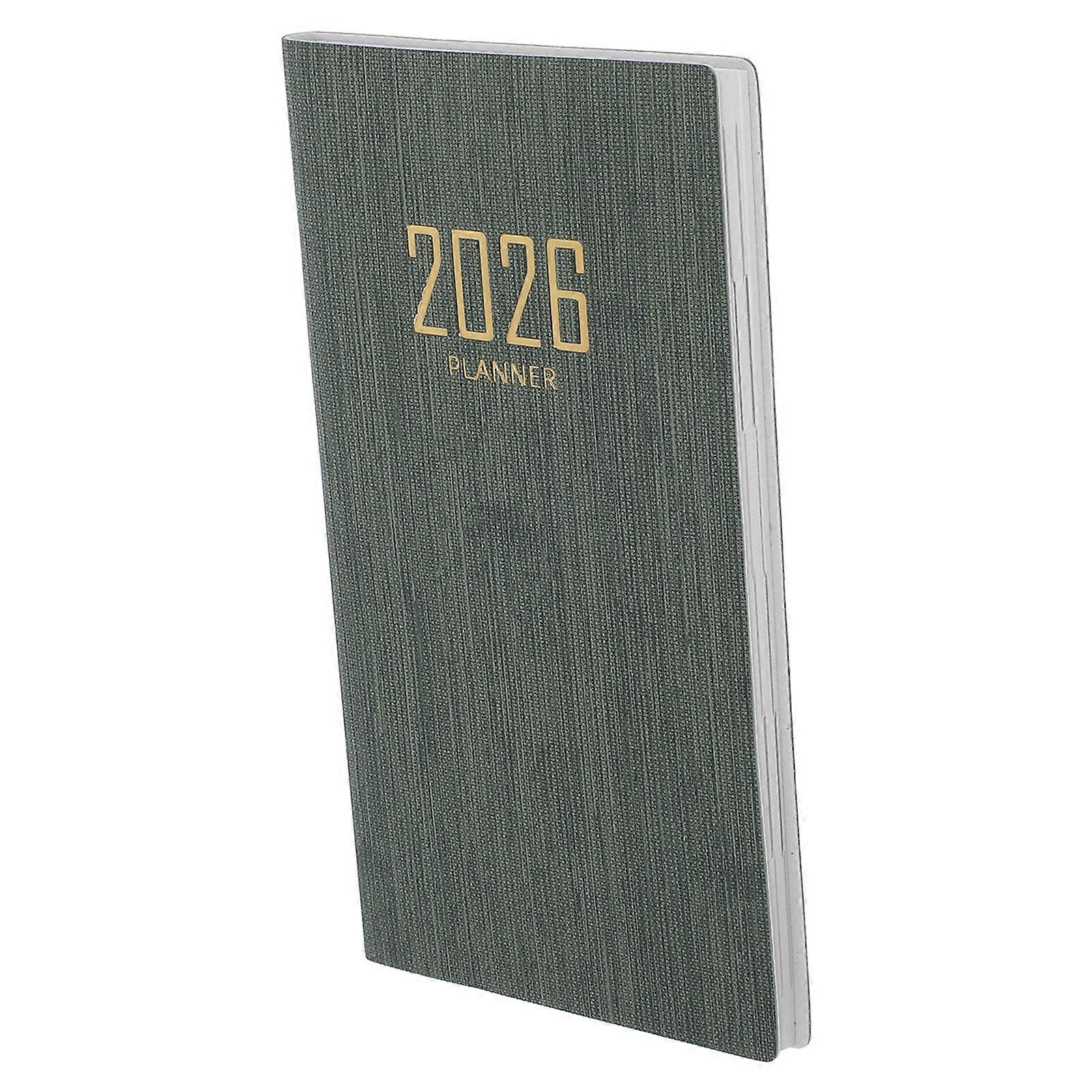 Thick Paper Small Planner For Monthly Overview Weekly Planning Adults A6 Size Olive Green 1Set