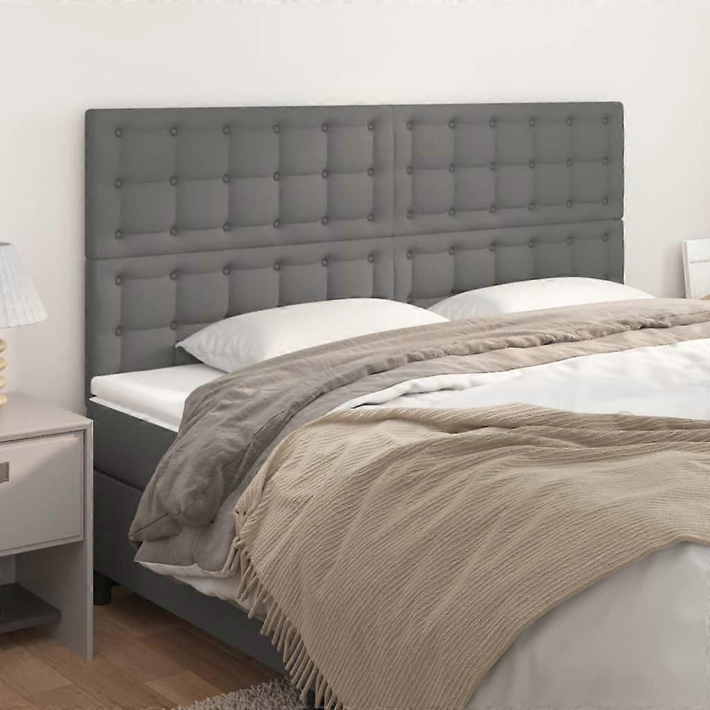 Kopfteil Grau 200x5x118/128 cm Kunstleder