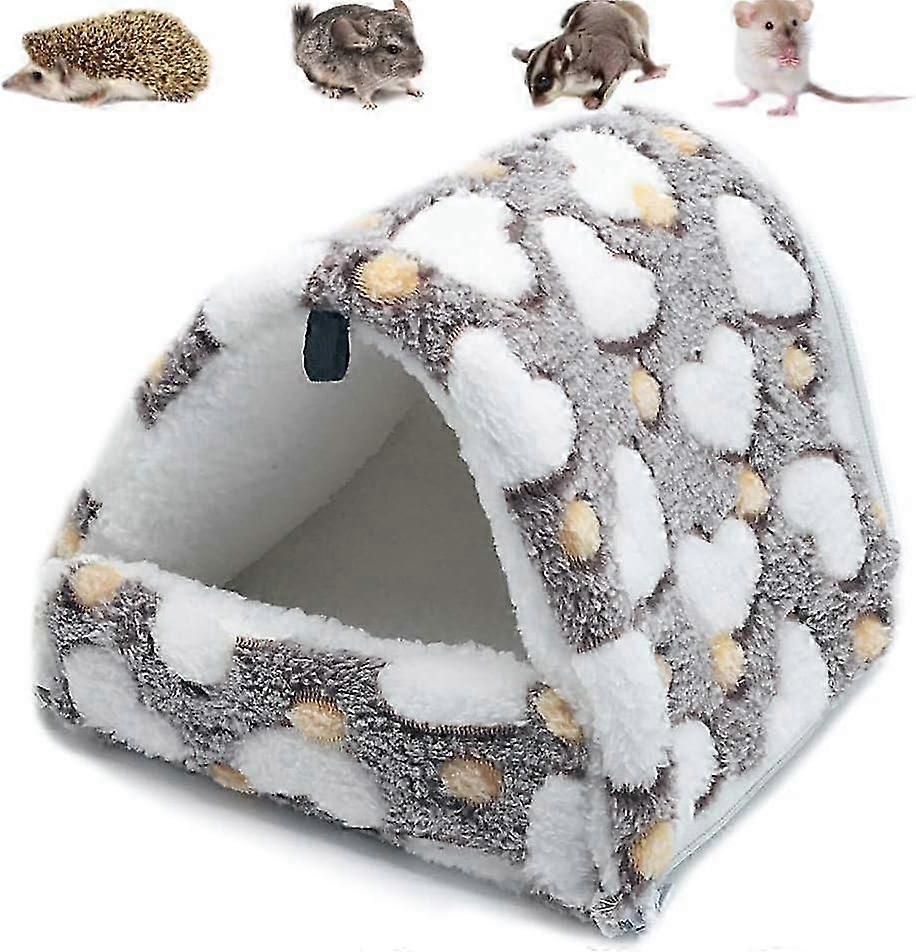 2025 Sleeping Rodent Plush Small House Hamster Hammock Toy Bed Hut for Guinea Pig Rabbit Chinchilla Ferret, Brown
