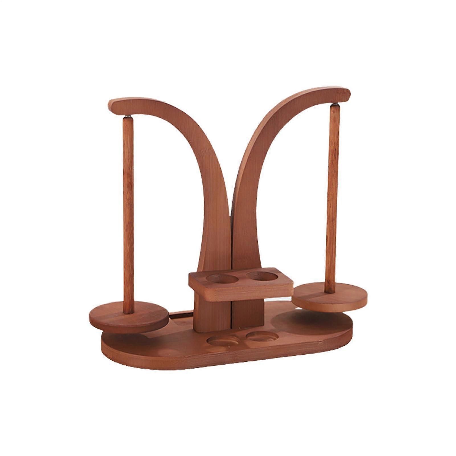 Yarn Ball Winder Manual Rotating Crochet Tool Double Spindle Roller For Home Crocheting Handwork Brown