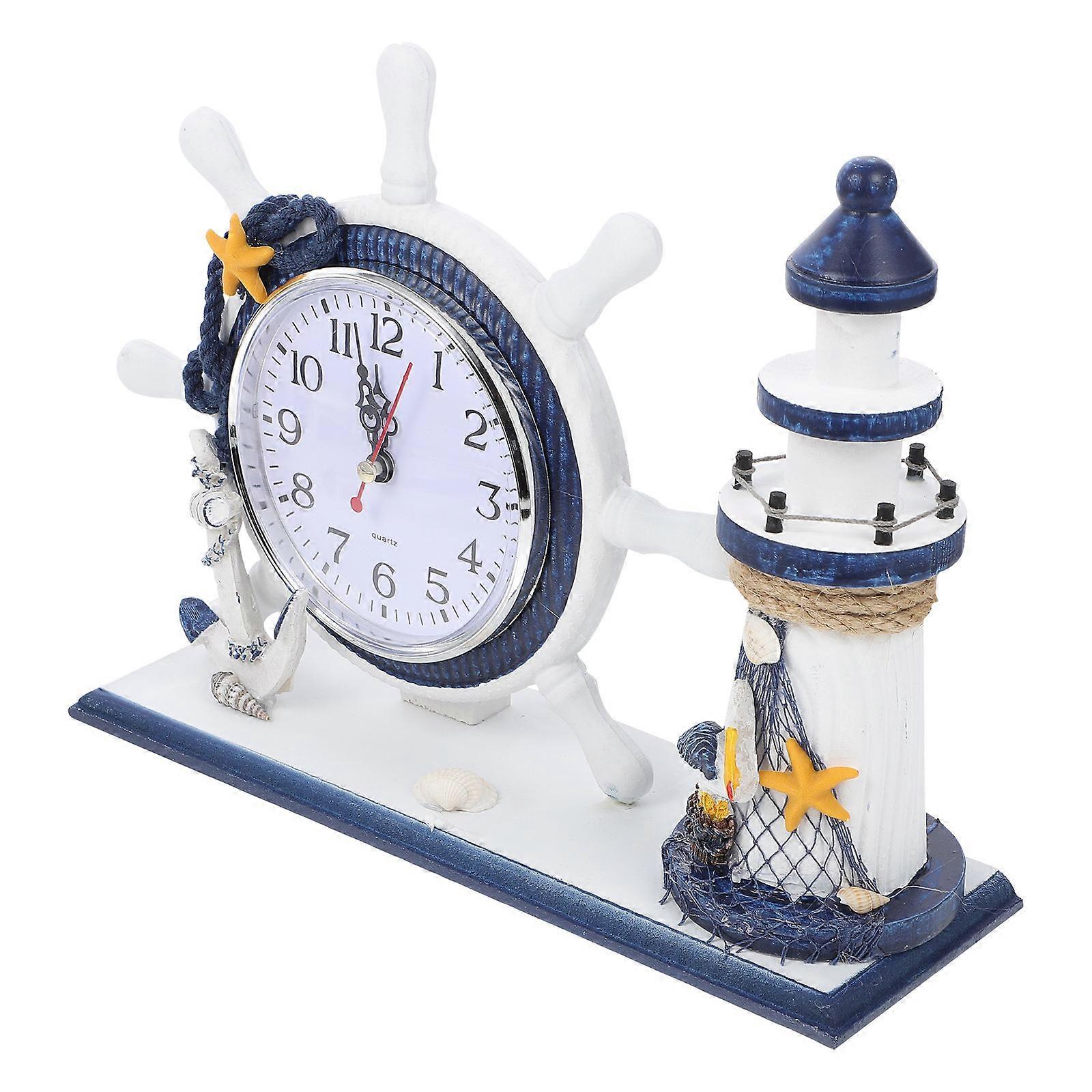 Ocean Style Lighthouse Clock for Household Decoration 2Pcs Set