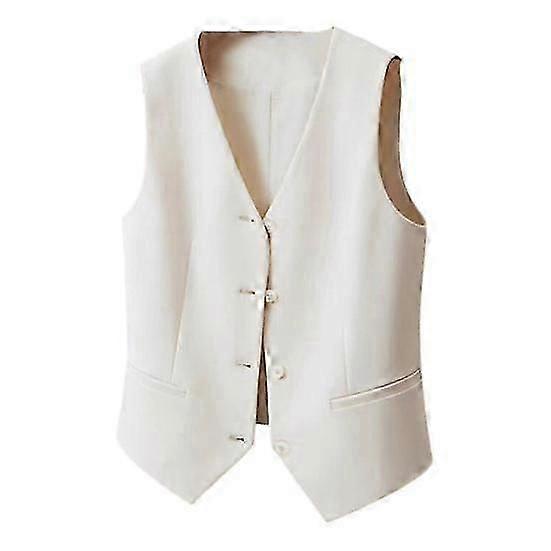 Kvinnor Väst Enkelknäppt Ensfärgat Ärmlös V-hals Slim Fit Formell affärsstil