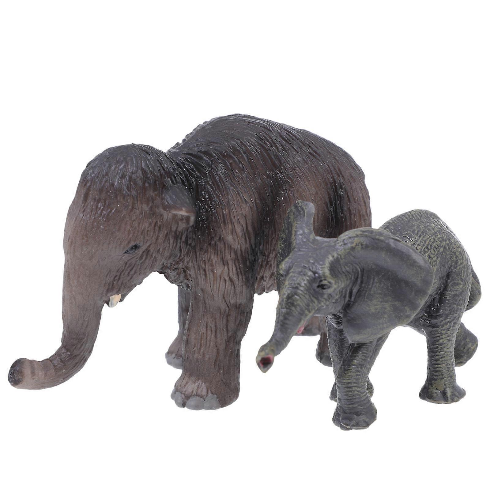 Simulation Elephant Model for Decor 2Pcs Grey Plastic Animal Toy Set