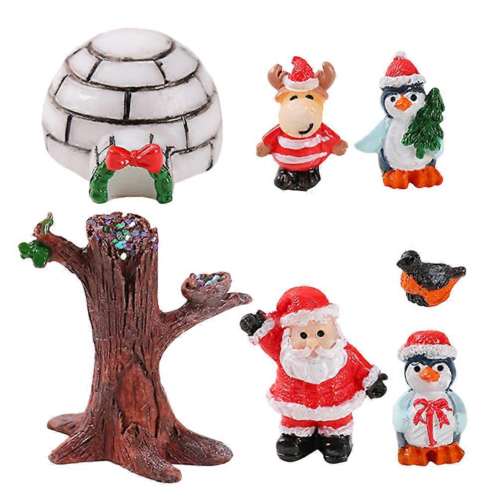 Miniature Christmas Decorations Resin Figurines for 4Sets Festive