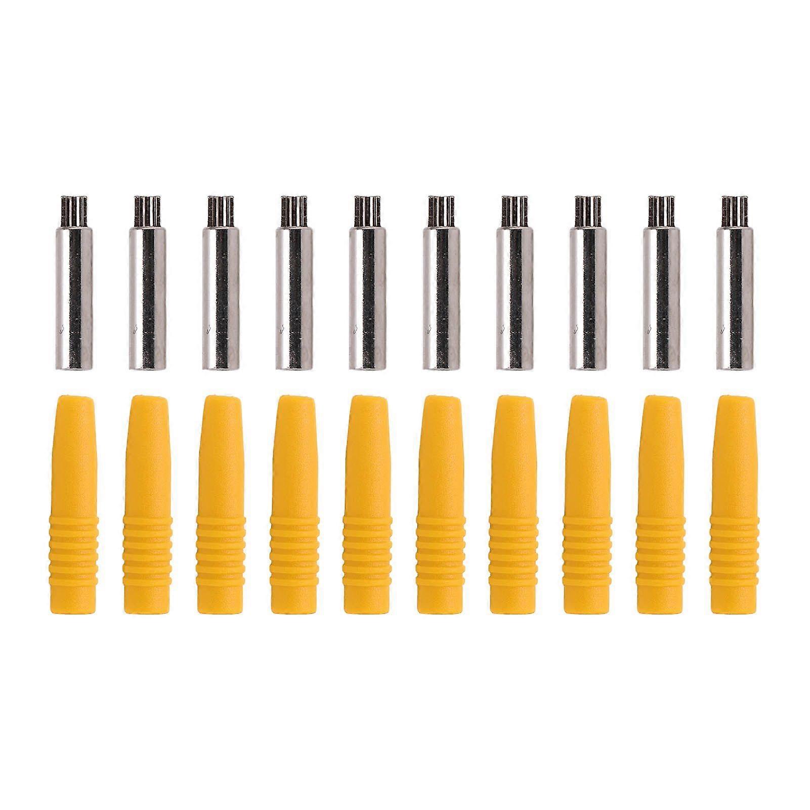 10Pcs Insulated 2mm Banana Plug Coupler with Protection Shrouded for Testing EquipmentYellow