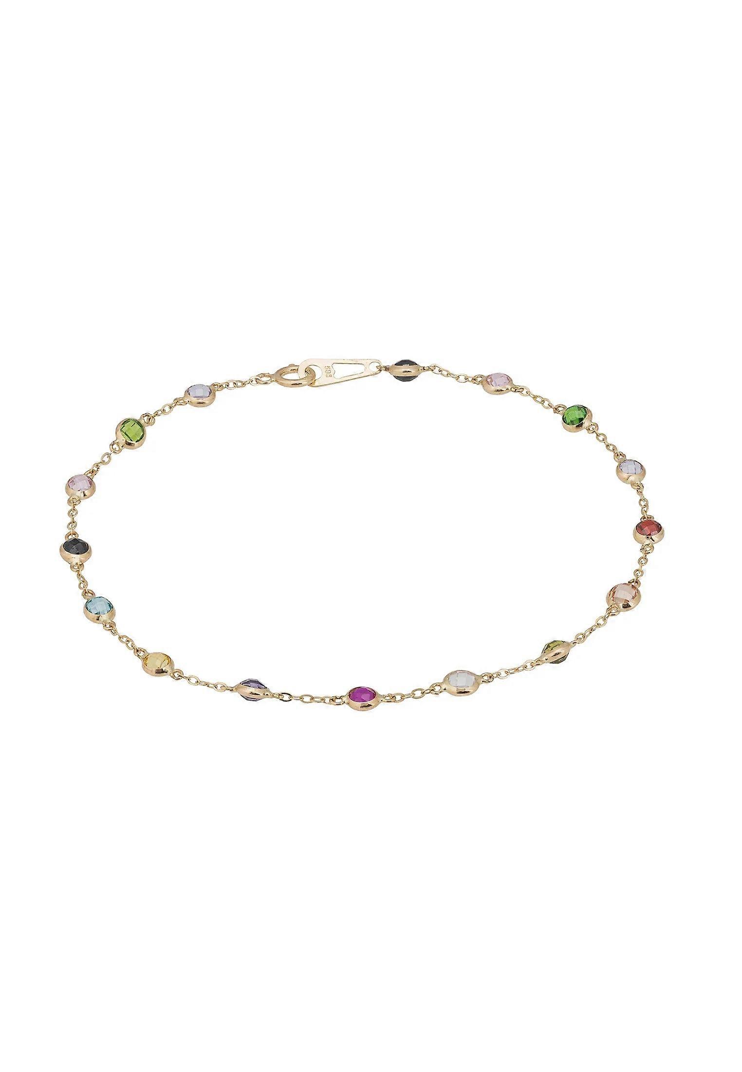 Latelita Women's Solid 14K Gold Rainbow Multi Gemstone Bracelet - 19cm, 8.8g