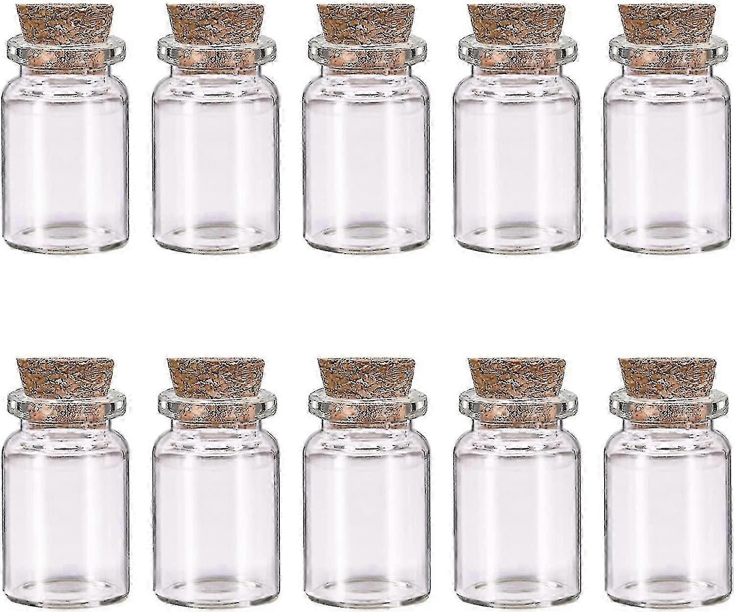 10 Pcs Small Glass Bottles With Cork Lids, Mini Glass Bottles With Stoppers Empty Spell Jars Small Message Bottles Tiny Wishing Bottles Miniature Poti
