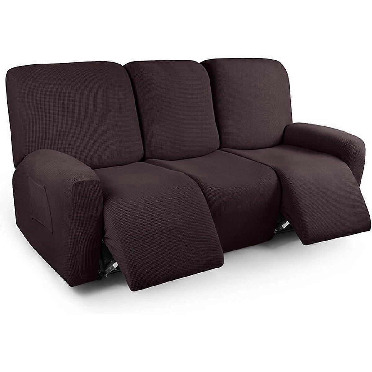 Elastic Recliner Chair Cover 1/2/3Seat Stretch Slipcover With Side Pockets NonSlip 4/6/8Set Protector Color #8