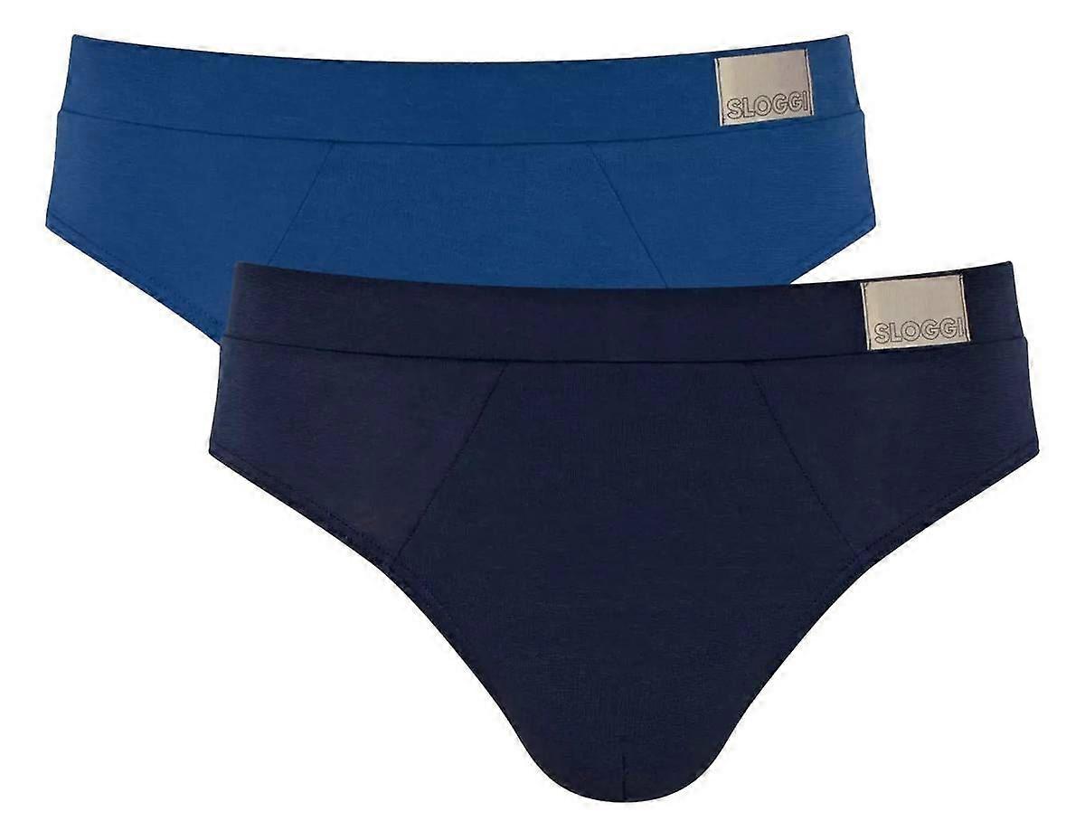 Sloggi GO Natural 2 Pack Midi Brief - Blue/Navy
