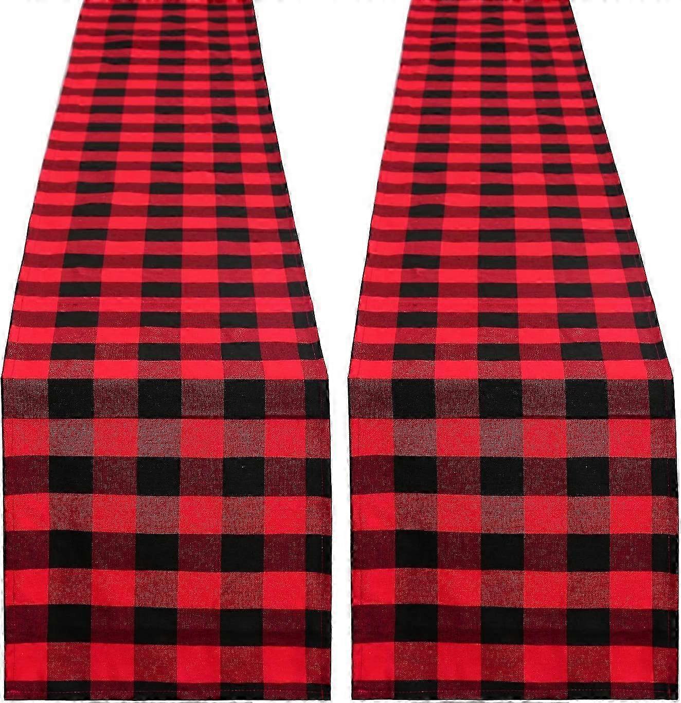 Checkered Table Runners 2Pcs 14x72Inch for Xmas Party Table Decoration 26s