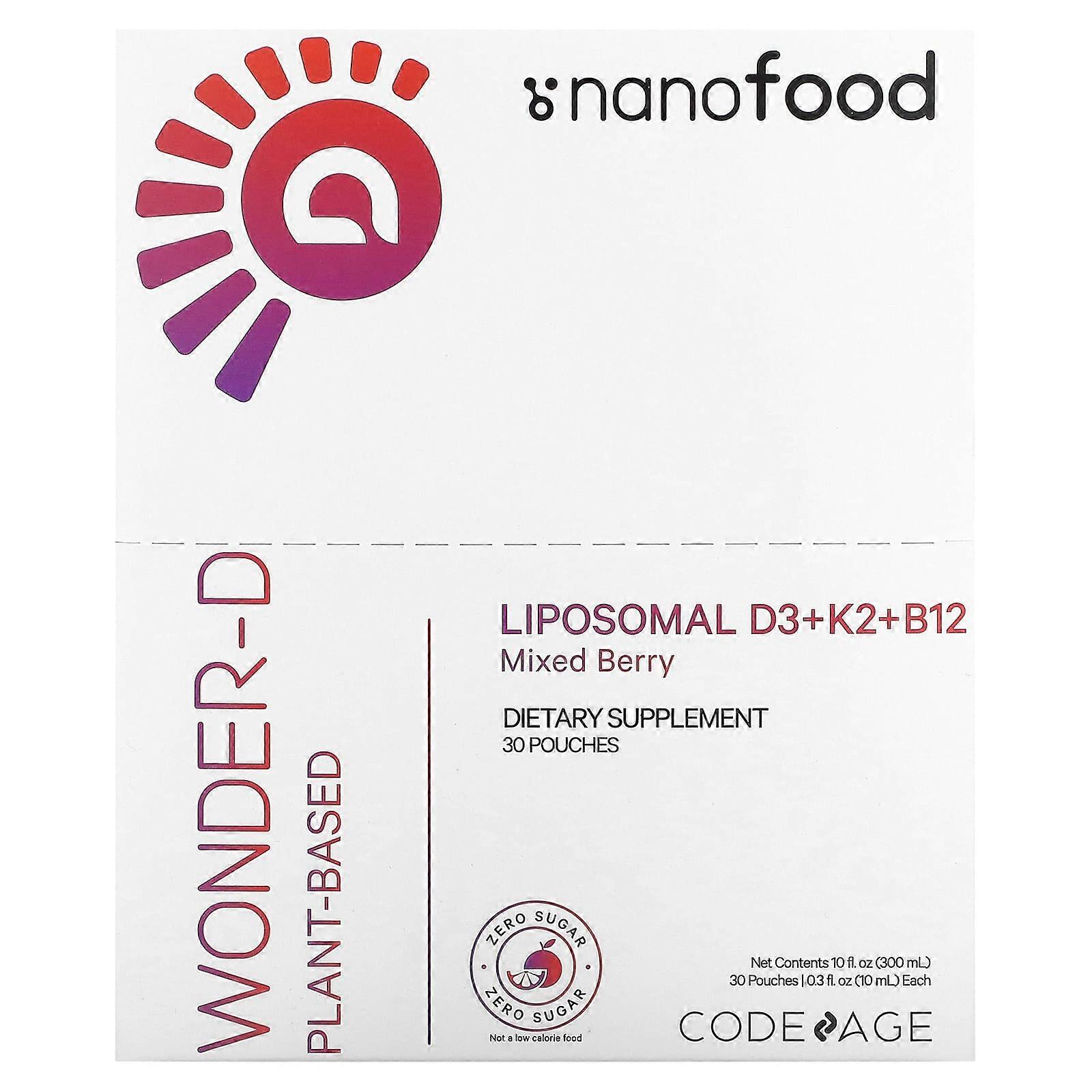 Nanofood, Liposomal D3+K2+B12, Mixed Berry, 30 Pouches, 0.3 fl oz (10 ml) Each