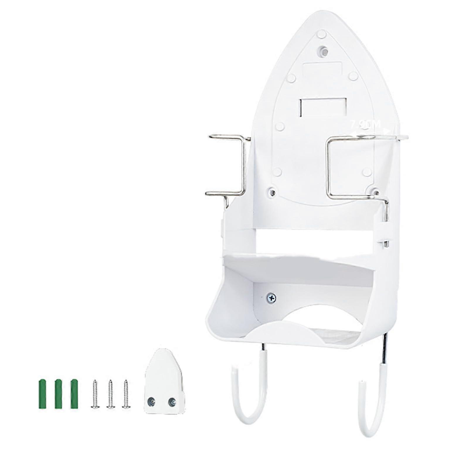 SpaceSaving Iron & Accessories Wall Shelf White Finish WallMounted With Hooks