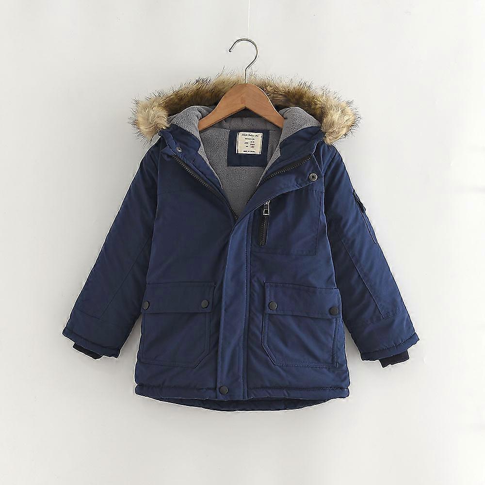 Manteau d'hiver en coton chaud et coupe-vent pour garçon avec col en polaire épaisse