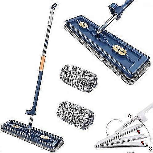 Large Surface Microfiber Flat Mop, Wall Cleaning Mop with Long Handle, Magic Mop 360 with Dewatering Scraper 25-26s