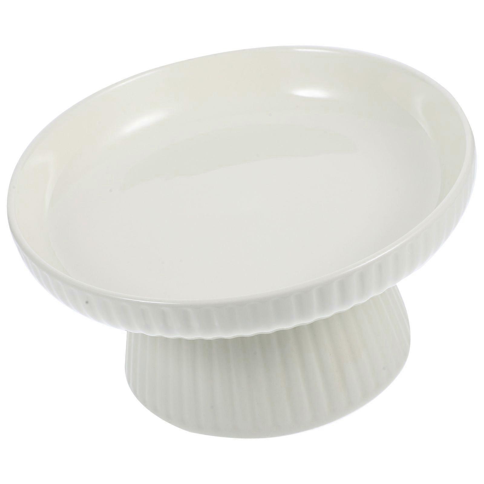 背の高いカップケーキスタンドストライプ磁器フルーツサービングプレート結婚式の誕生日パーティー