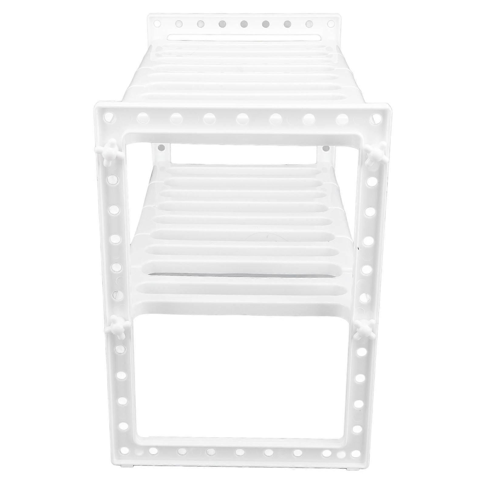 Under Sink Organizer 2 Tiers Multifunctional Stretchable Large Capacity Under Counter Storage Organizer White 