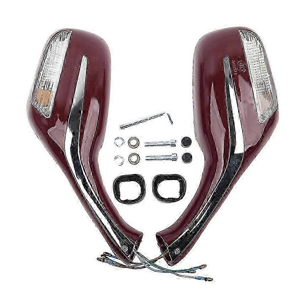 Motorcycle Scooter Rearview Side Mirrors with LED Turn Signal Light Universal