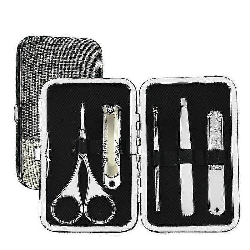 Rausch Stainless Steel Manicure Set: 5-Piece Nail Clippers & Scissors Set for Household Use - Full Set with  Tools