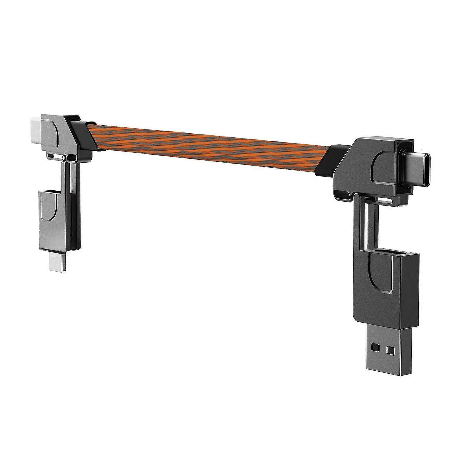 60W Multi Connector Magnetic Fast Charging Cable Keychain 6 in 1 Charging Data Cable for Phone Tablet Laptop Data Sync  Orange gray