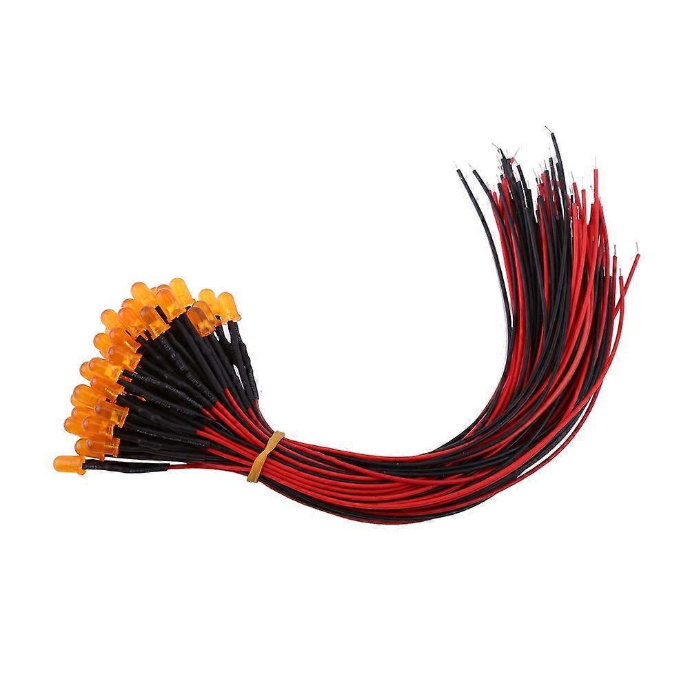 50pcs Pre Wired DC12V Diffused LED Diodes Multi Colors Light 5mm Orange(#6)