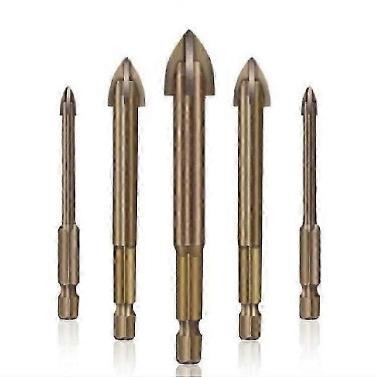 Ceramic Glass Tile Drill BitUniversal Efficient Drilling Tool,5 Ceramic Tile Drill Bits,GoldNote: The data is all measured manually, please allow 1-3c