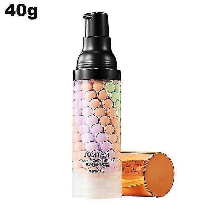 40g(A)$Three-color rainbow primer brightens skin tone, refreshing and moisturizing primer, natural nude makeup primer