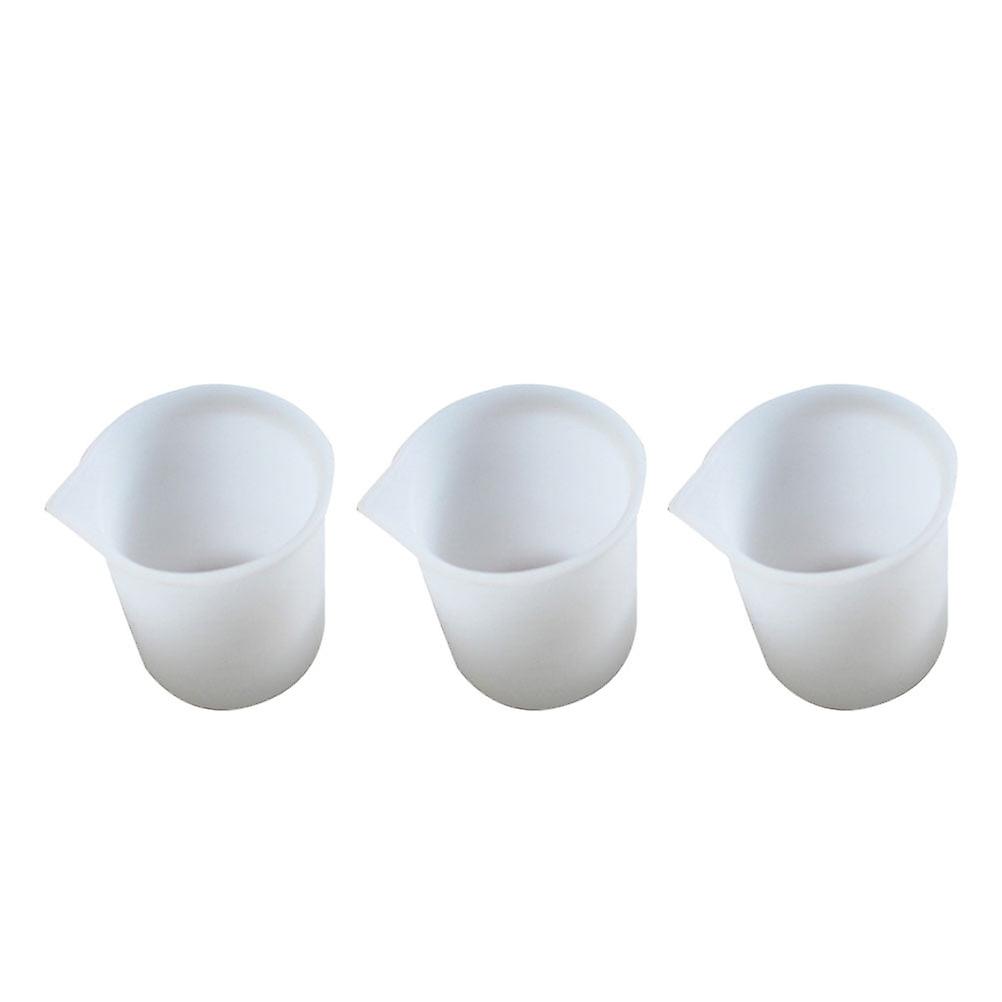 3PCS 100ml Graduated Measuring Cups Reusable Silicone Measuring Tools Liquid Container (White)