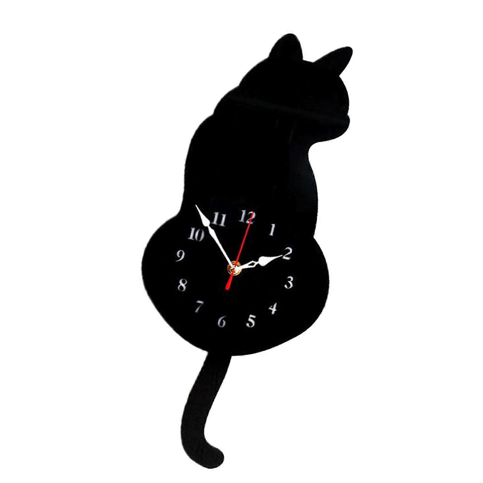 Cat Quartz Wall Clock  Decorative Black Cat, Quartz Movement, Home Decor