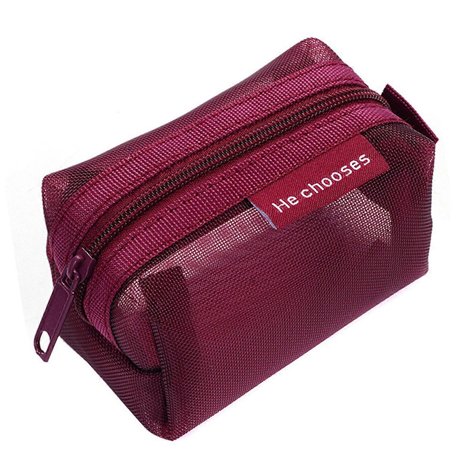 Classical Geometrical Nylon Organizers Multi Use Zippered Case For Writing Tools Accessories Storage  Red