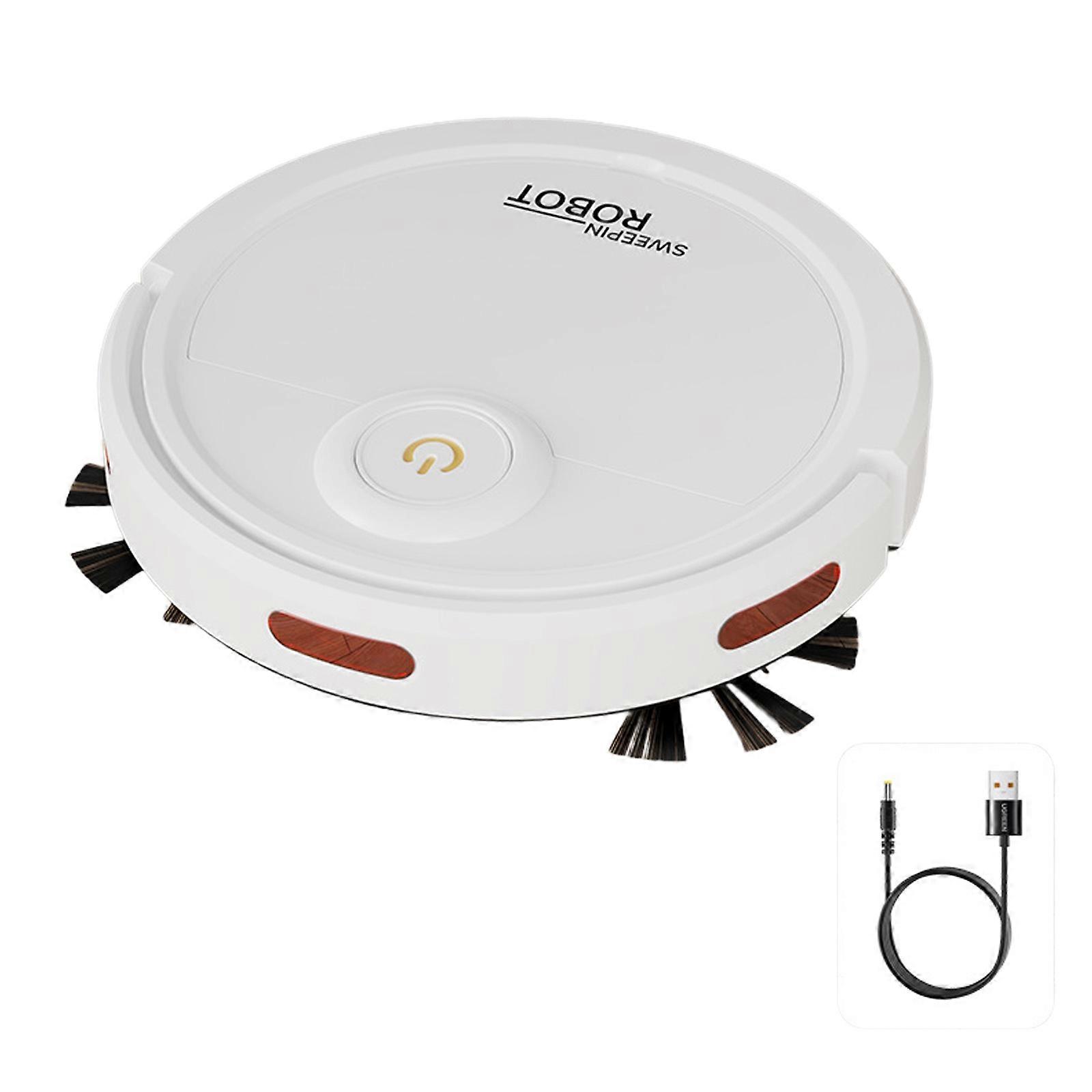 Multifunctional Robot Vacuum Cleaner USB Powered Thin Body Plastic Texture Suitable for Efficient Floor Maintenance  White