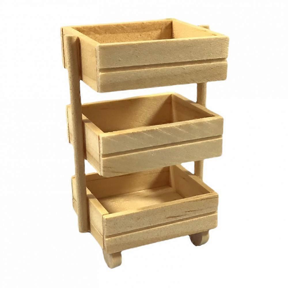 دمى البيت العارية الخشب قفص عربة مصغرة متجر المطبخ تخزين التبعي