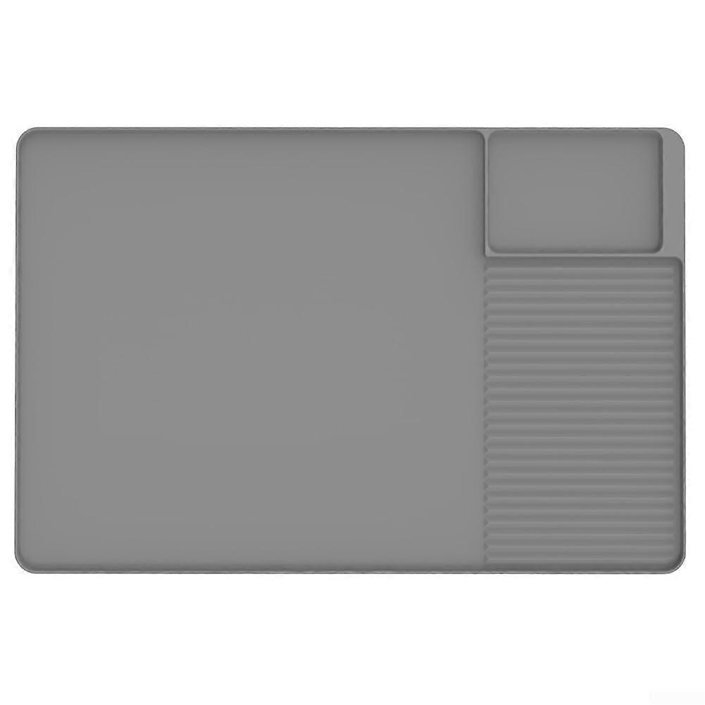 Drainable Silicone Coffee Pad With Raised Edges Grey Countertop Protector For Drips