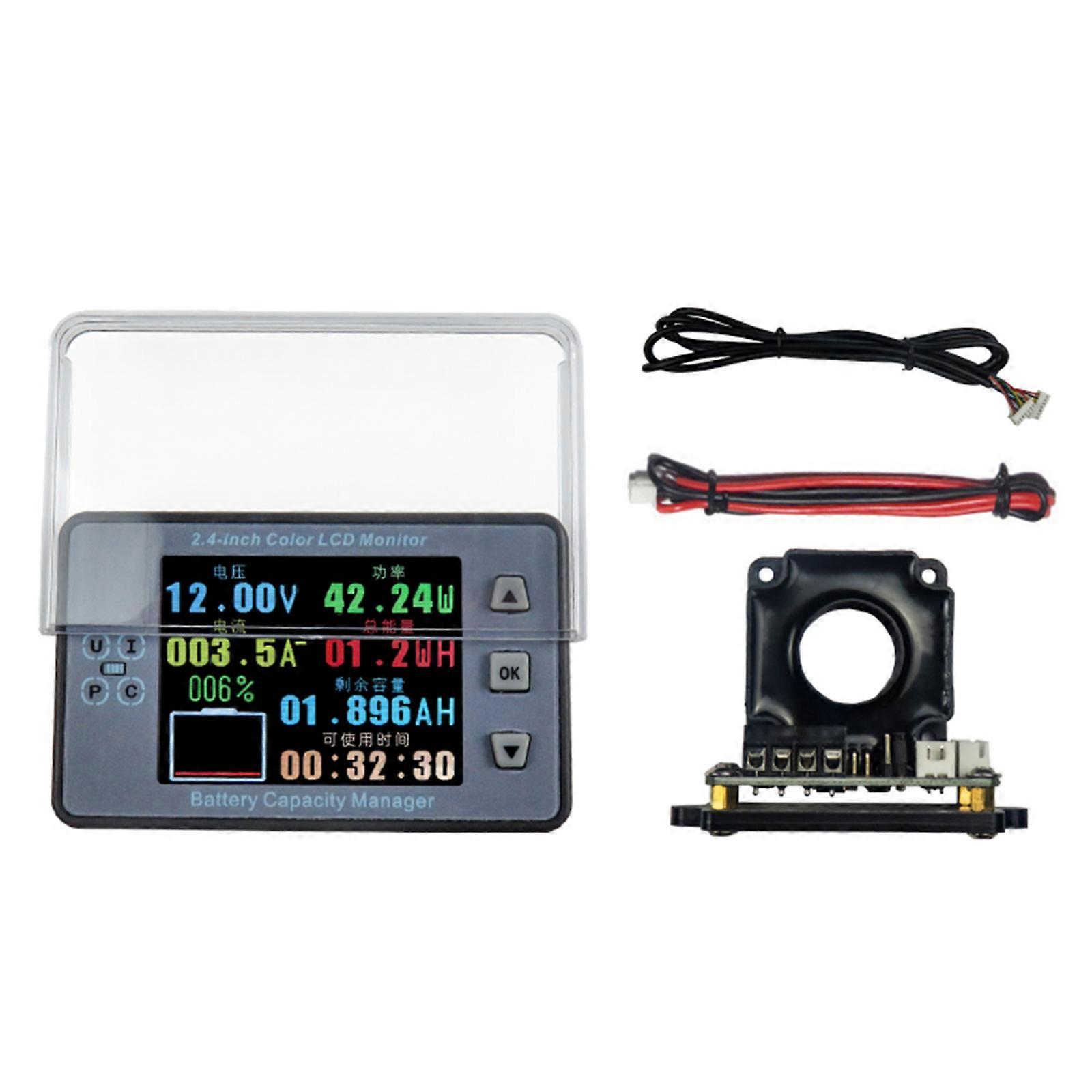 50A/100A/200A/300A/500A Ammeter Voltmeter Wattmeter Multimeter with Shunt Waterproof Cover 0-120V Battery Tester Multicolor