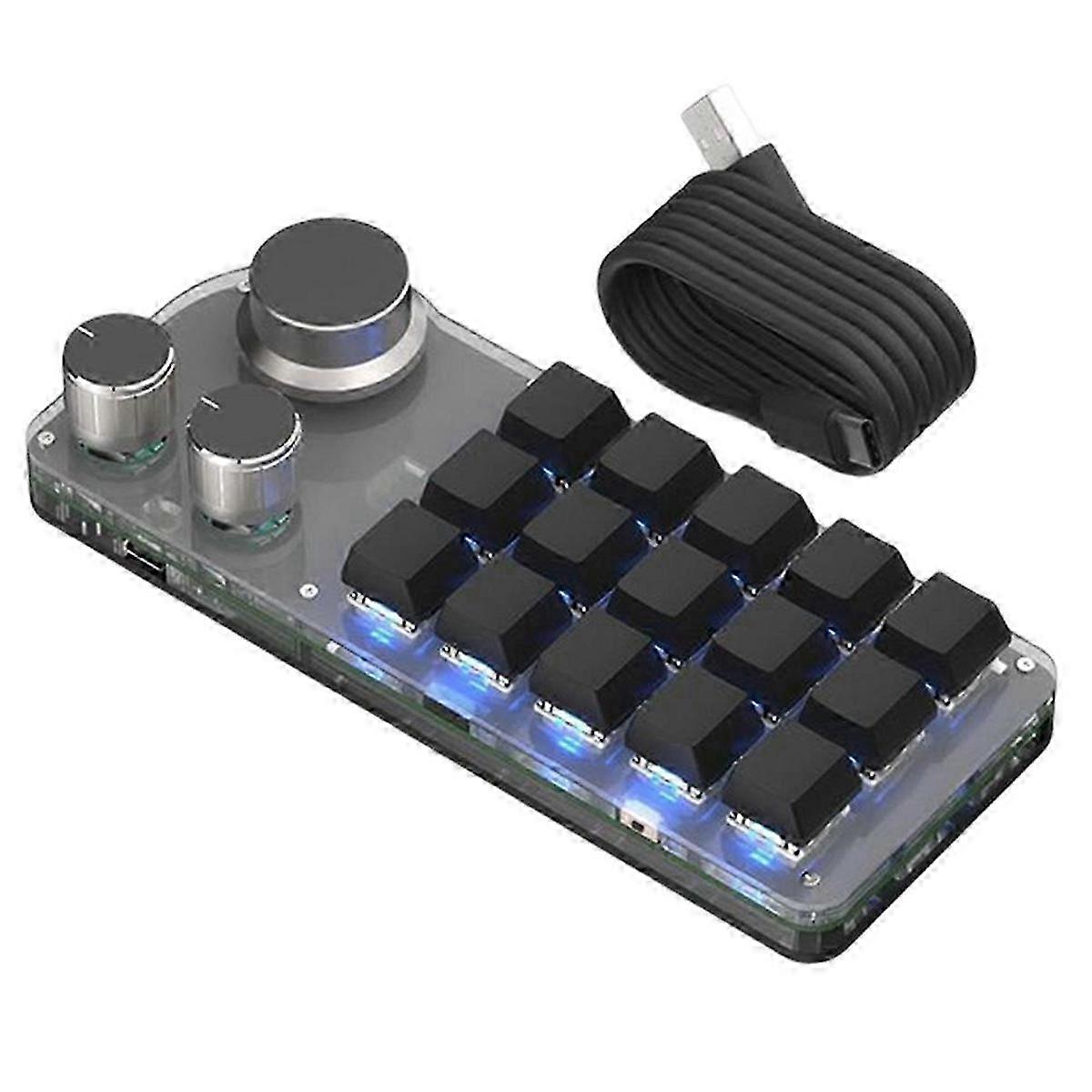 15 Keys 3 Knobs Programmable Keyboard,Gaming Keyboard Black hwy