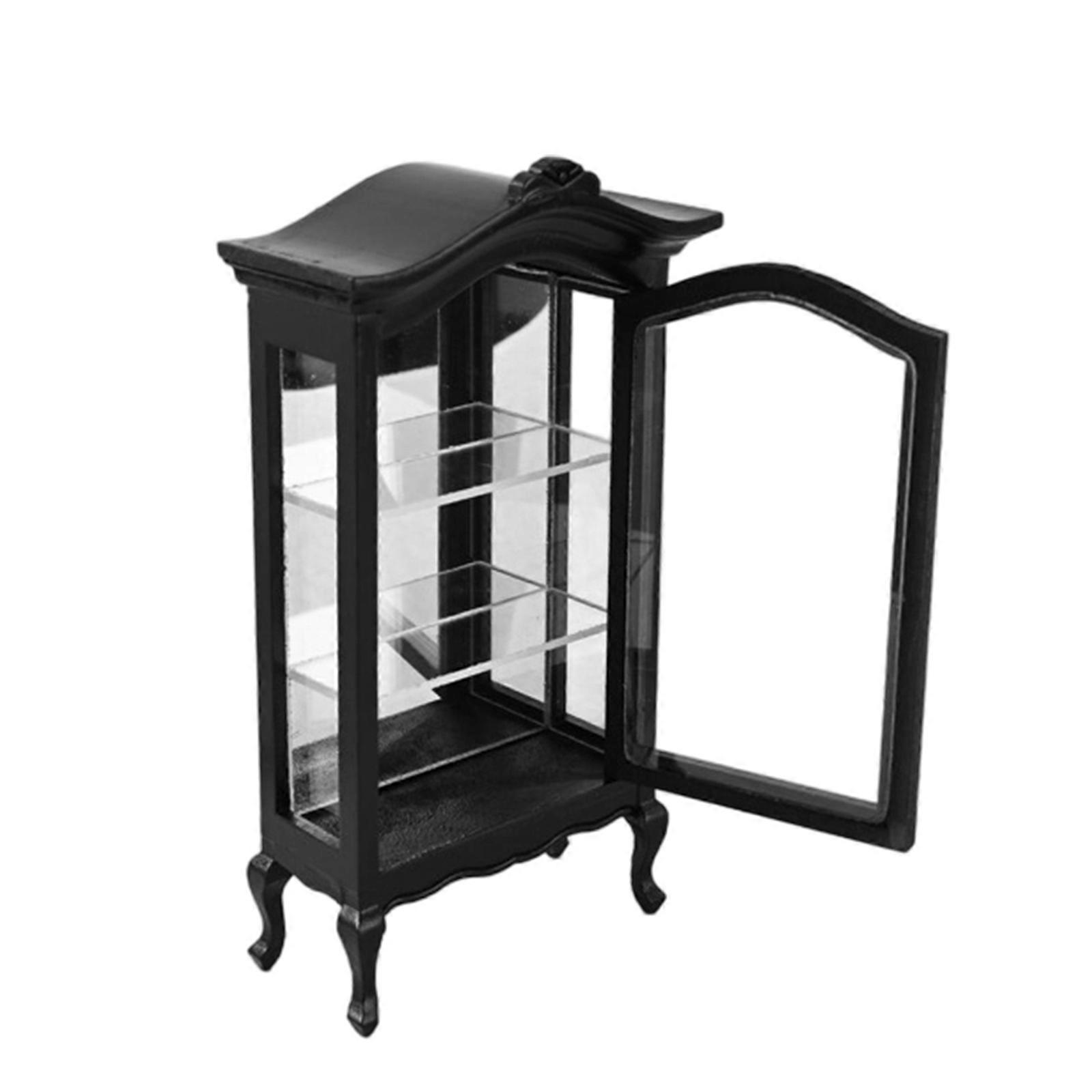 Classical Wood Miniature Storage Cabinet For 1/12 Dollhouses Accessories Decorative Display Shelf for Craft Model Project Multicolor