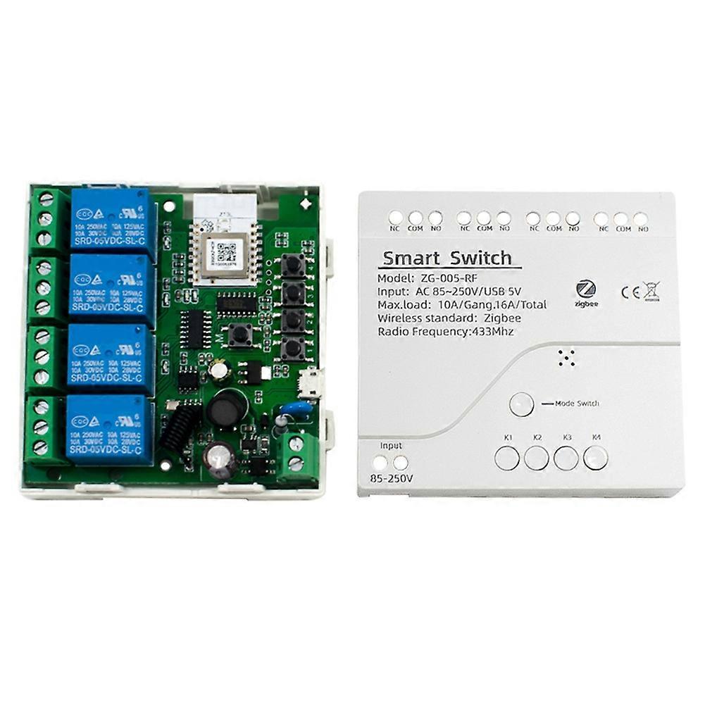 Tuya Zigbee 4 CH Smart Switch Sensor Passive Dry Contact AC85-250V Switch Access Control Relay Controller