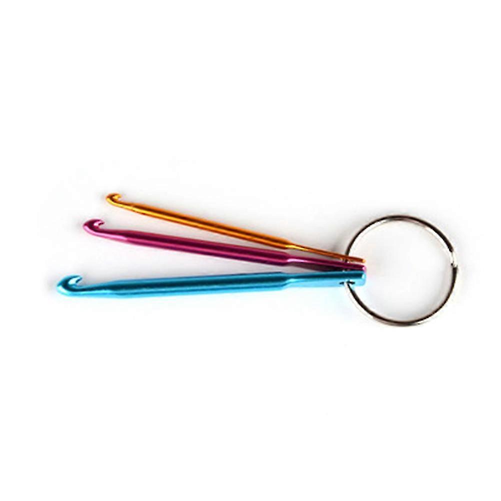 3pcs Mini Key Chain Aluminum Crochet Hooks Knitting Needles Craft Tools