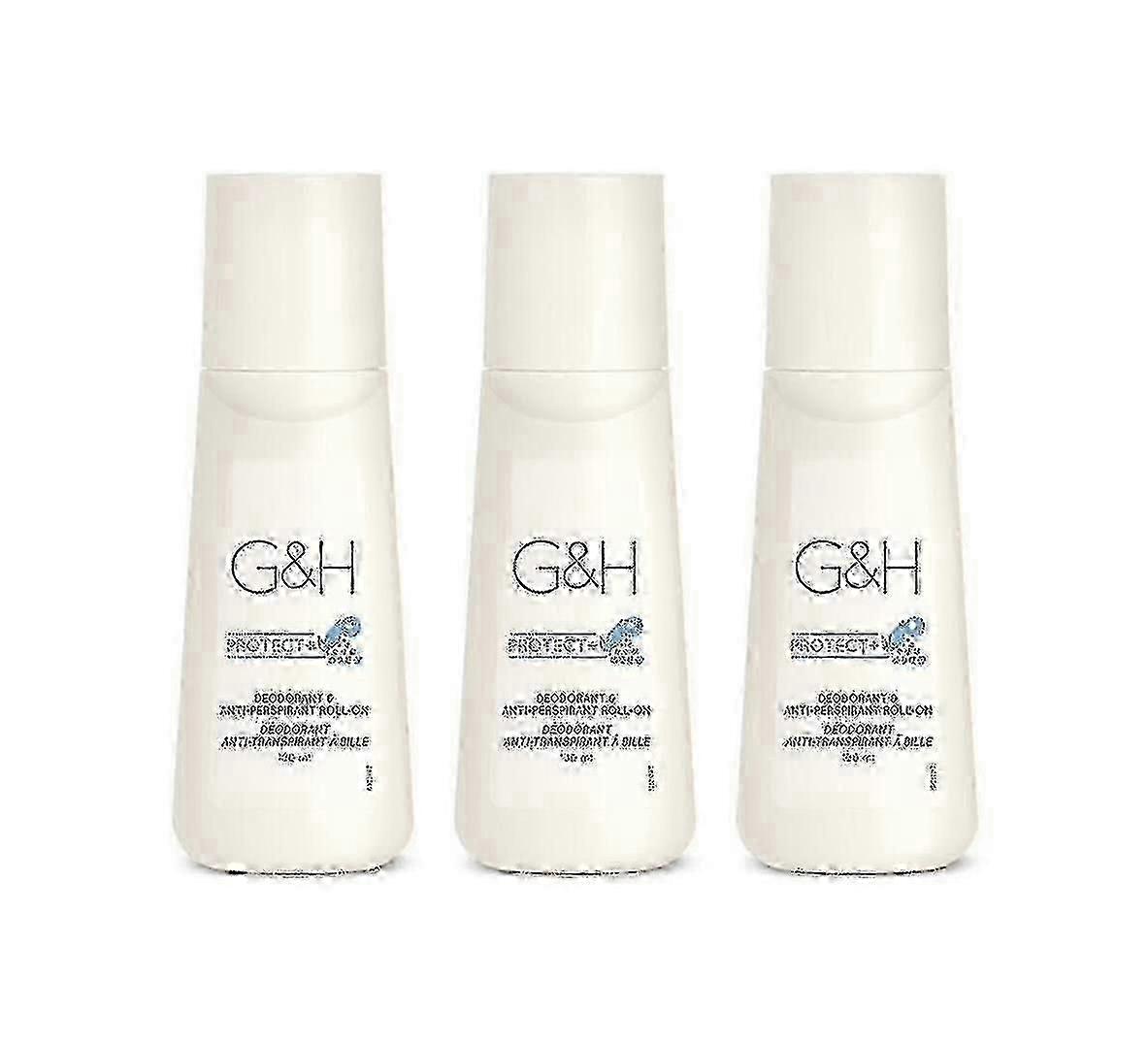 X 3 Bottle Gh Protect+ Deodorant Anti-perspirant Roll-on Size 100 Ml.