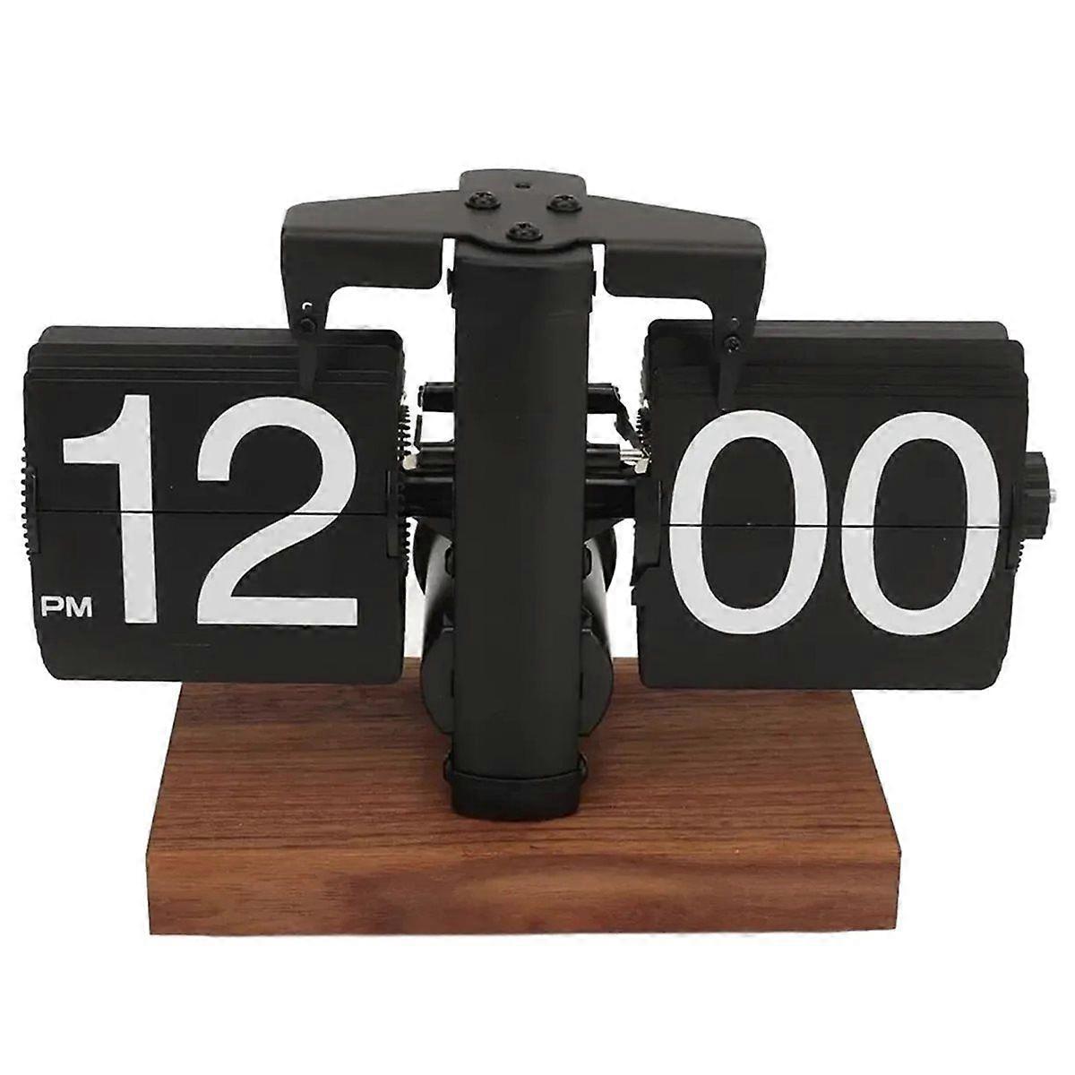 Flip Desk Clock, Digital Retro Clock with Automatic Rotating Tube, Battery Operated Mechanical Melti