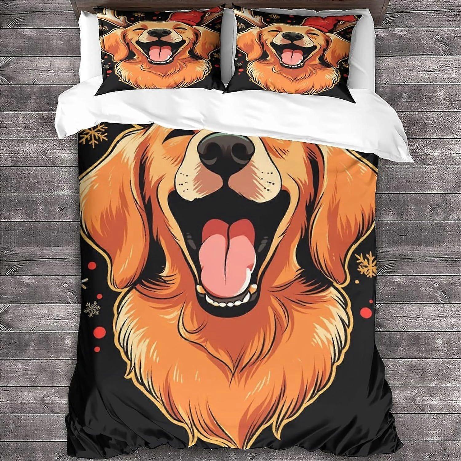 LikeEj الذهبي المسترد غطاء لحاف ، 3D عيد الميلاد الفراش لحاف الأغطية ، ستوكات غطاء السرير مع وسادة الحالات مزدوجة